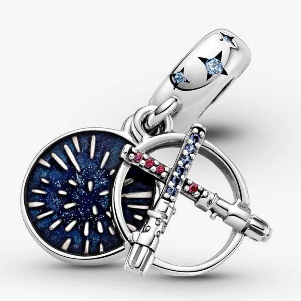 PANDORA Star Wars, charm pendente doppio Spada laser