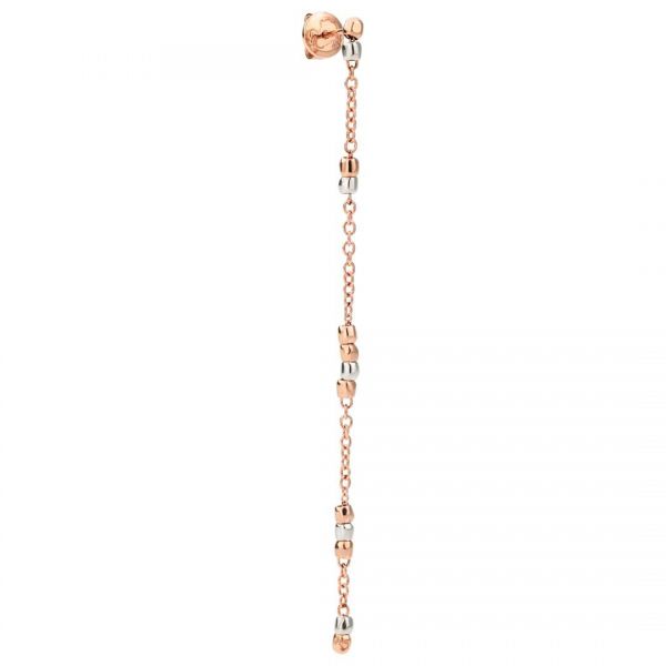 DoDo Orecchino Pendente Mini Granelli in oro rosa 9k e argento 925. 