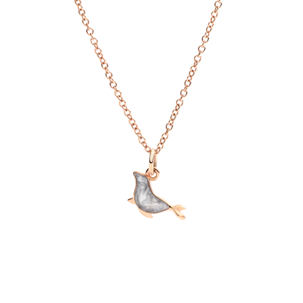 DoDo Ciondolo foca in oro rosa 9K e smalto grigio effetto madreperla.