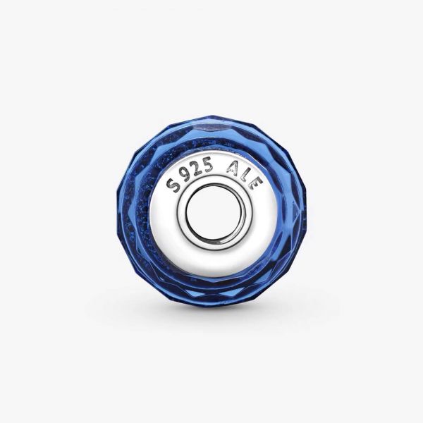 PANDORA Charm in vetro di Murano blu sfaccettato