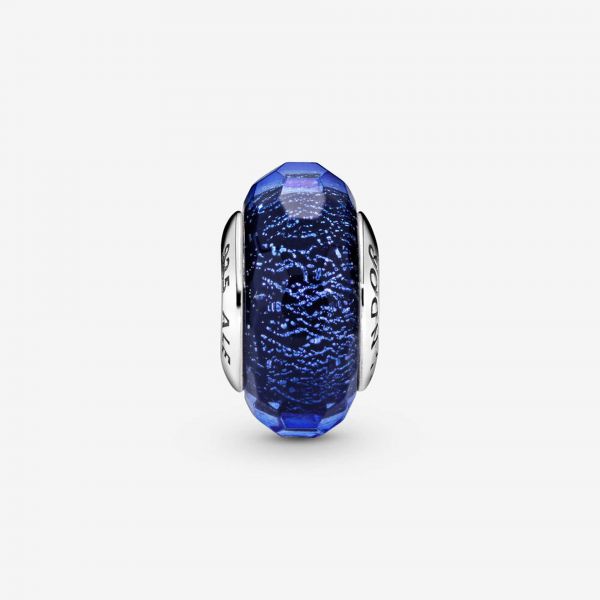 PANDORA Charm in vetro di Murano blu sfaccettato
