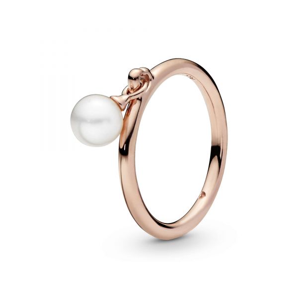 PANDORA Anello con perla coltivata d’acqua dolce pendente