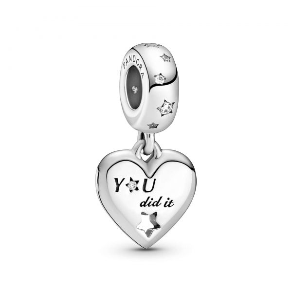 PANDORA Charm pendente Congratulazioni, cuore e stelle