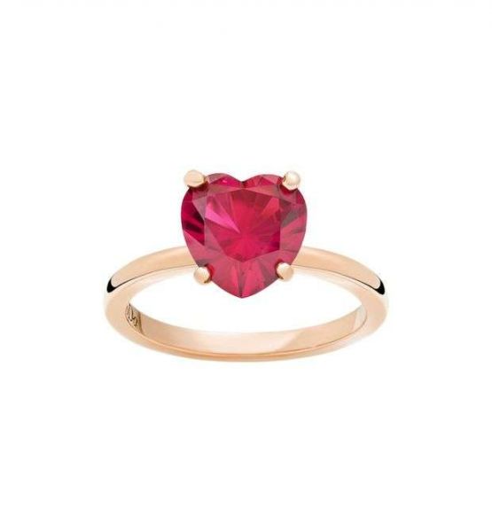 DoDo Anello 100% Amore Oro Rosa 9Ct. Con Rubino Ecologico - misure 46-60