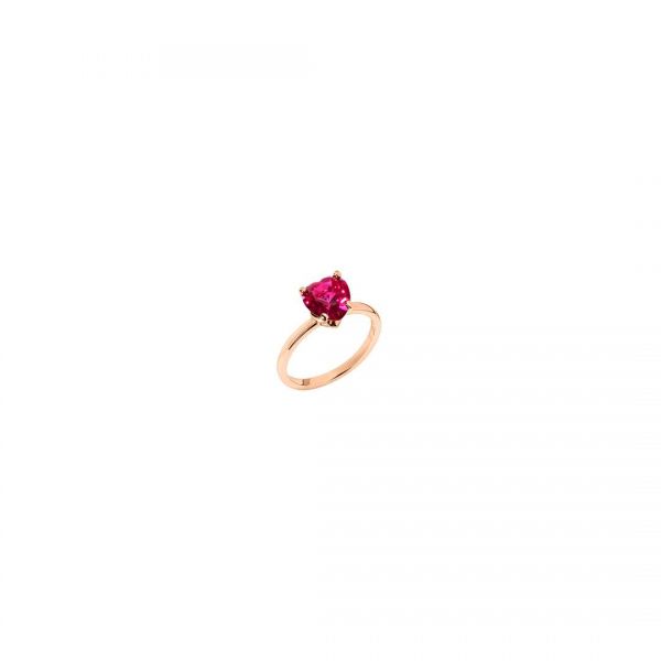 DoDo Anello 100% Amore Oro Rosa 9Ct. Con Rubino Ecologico - misure 46-60