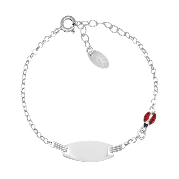 AMEN  Bracciale Junior con Targhetta e Coccinella smaltata